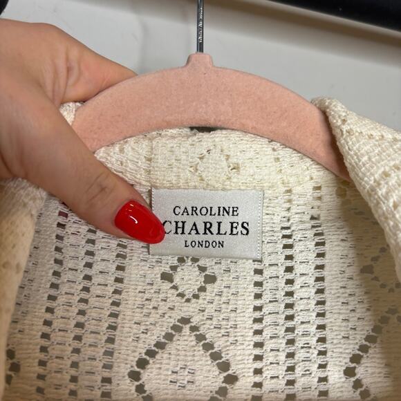 Vintage Caroline Charles London Knit Crochet Blazer Jacket - Picture 2 of 10